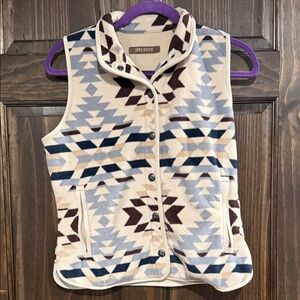 Shyanne Cream and Blue Geometric Vest